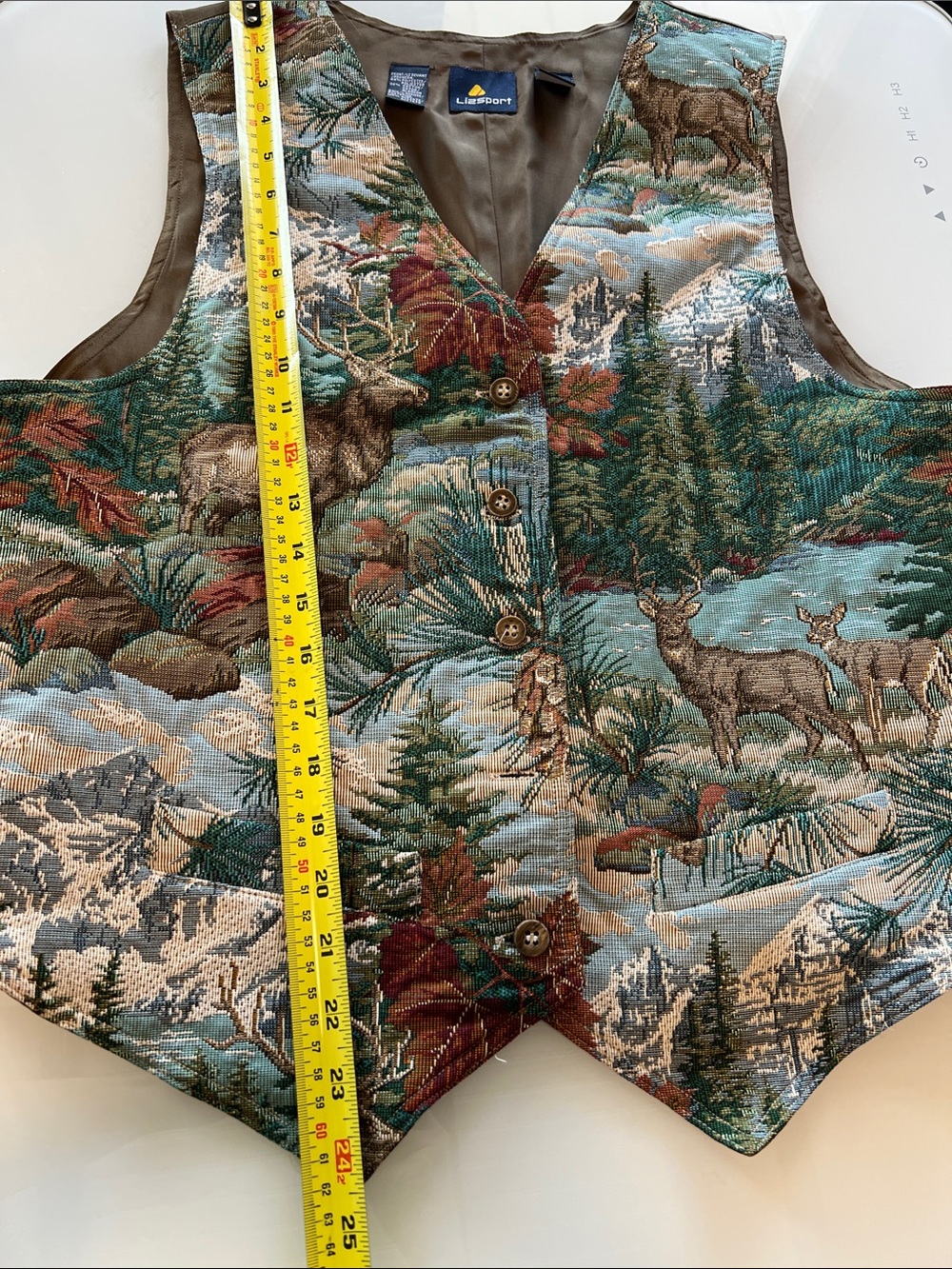 Lizsport vintage tapestry vest deer elk outdoors mountain - Picture 9 of 9